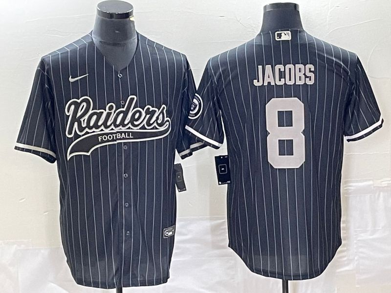 Men Oakland Raiders #8 Jacobs Black stripe Co Branding Game NFL Jersey->oakland raiders->NFL Jersey